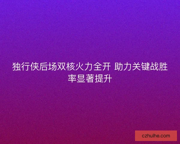 独行侠后场双核火力全开 助力关键战胜率显著提升